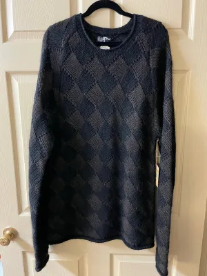 € NEW Mens XLarge EARL JEAN Lambs Wool Sweater Black Checkered  Long Sleeve NWT