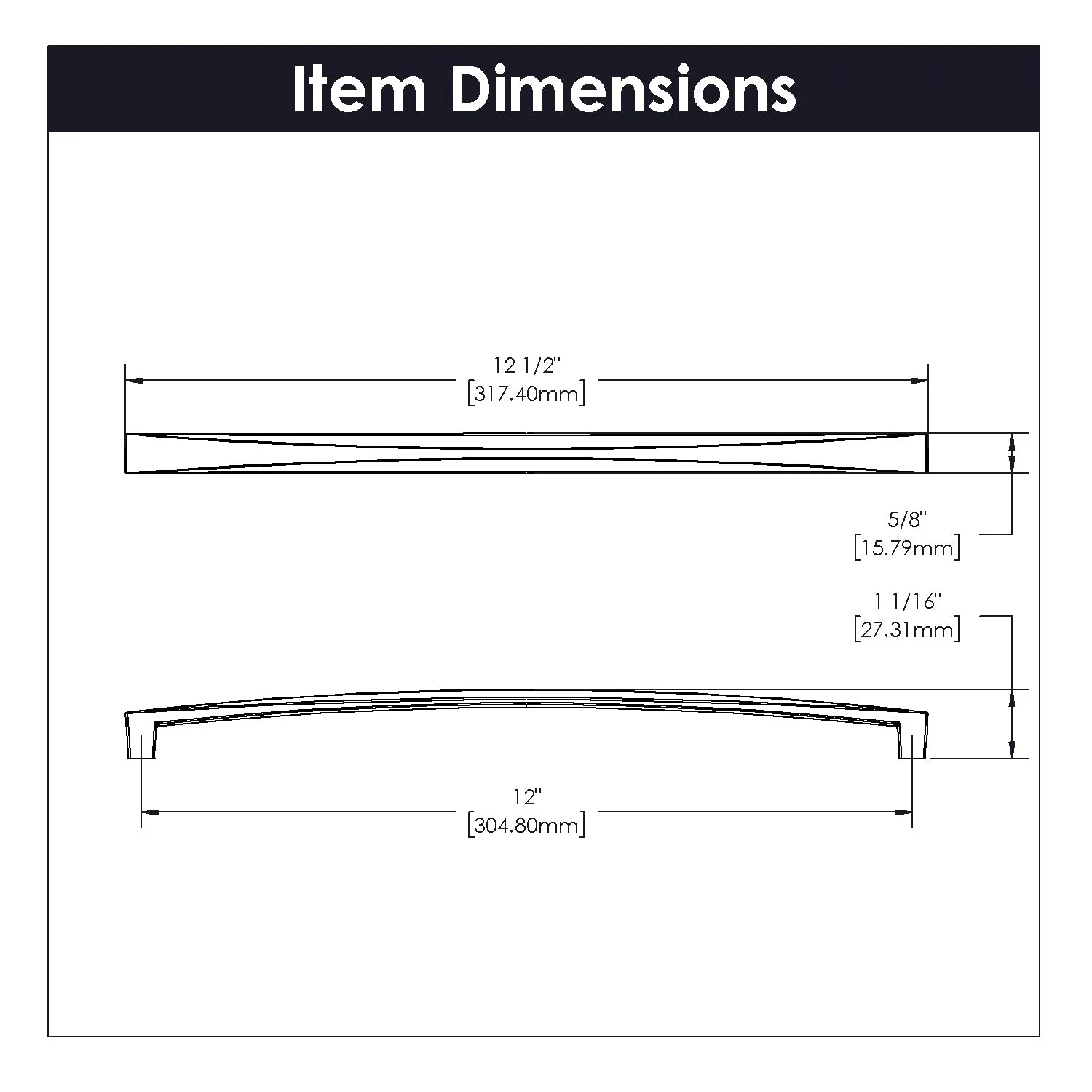 12 inch (305mm) Center to Center Crest Cabinet Pull