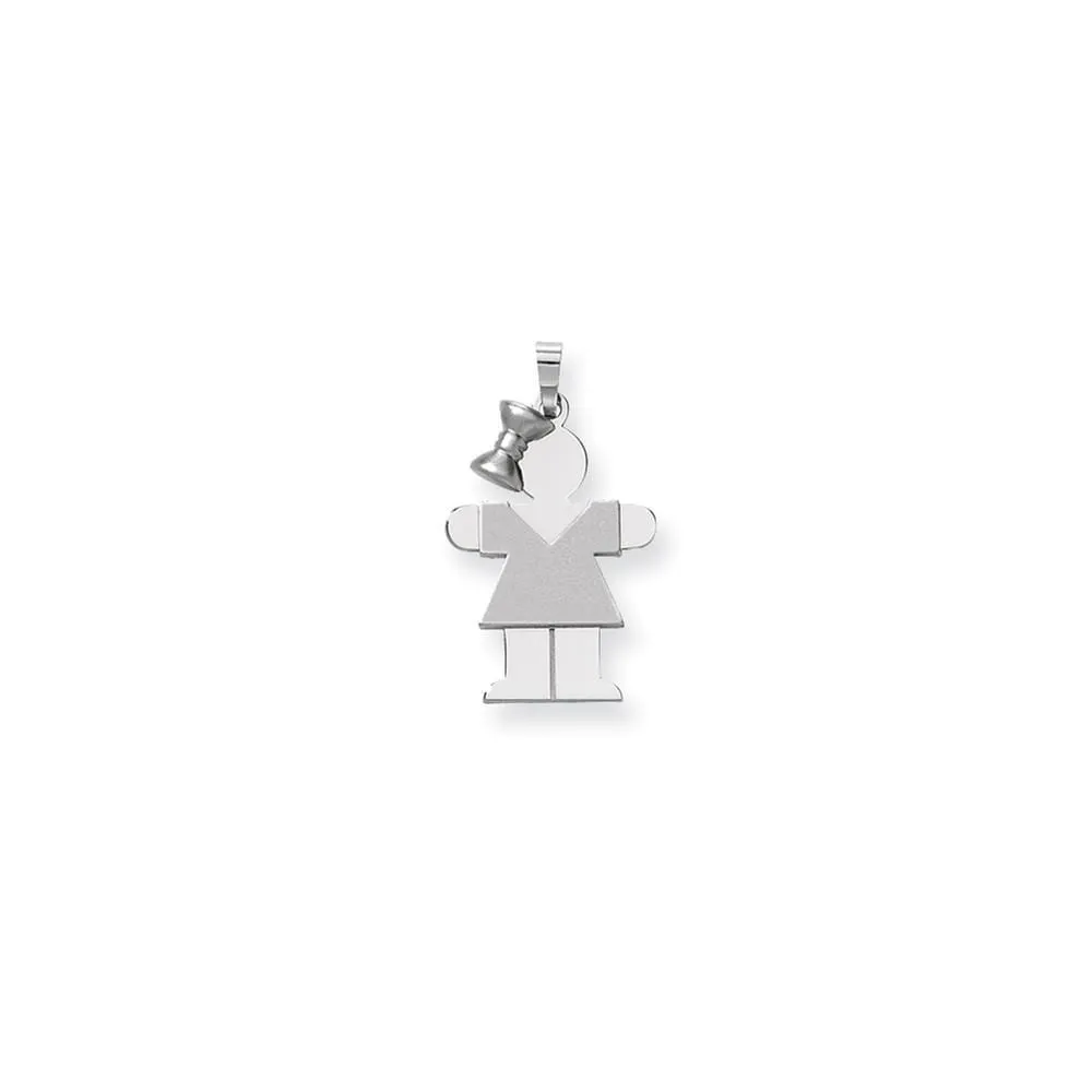 14k White Gold Medium Girl With Bow Hugs Charm