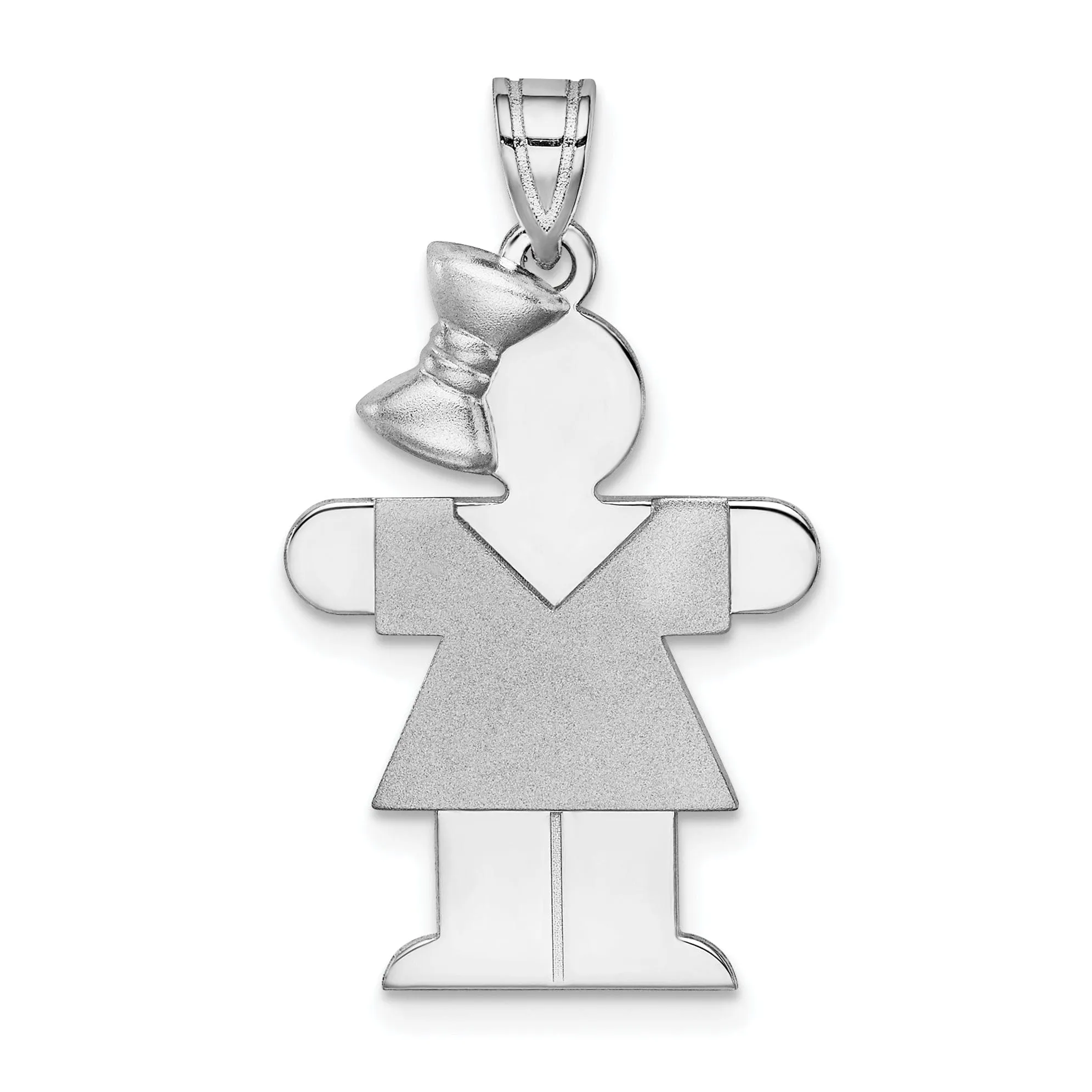 14k White Gold Medium Girl With Bow Hugs Charm