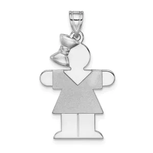 14k White Gold Medium Girl With Bow Hugs Charm