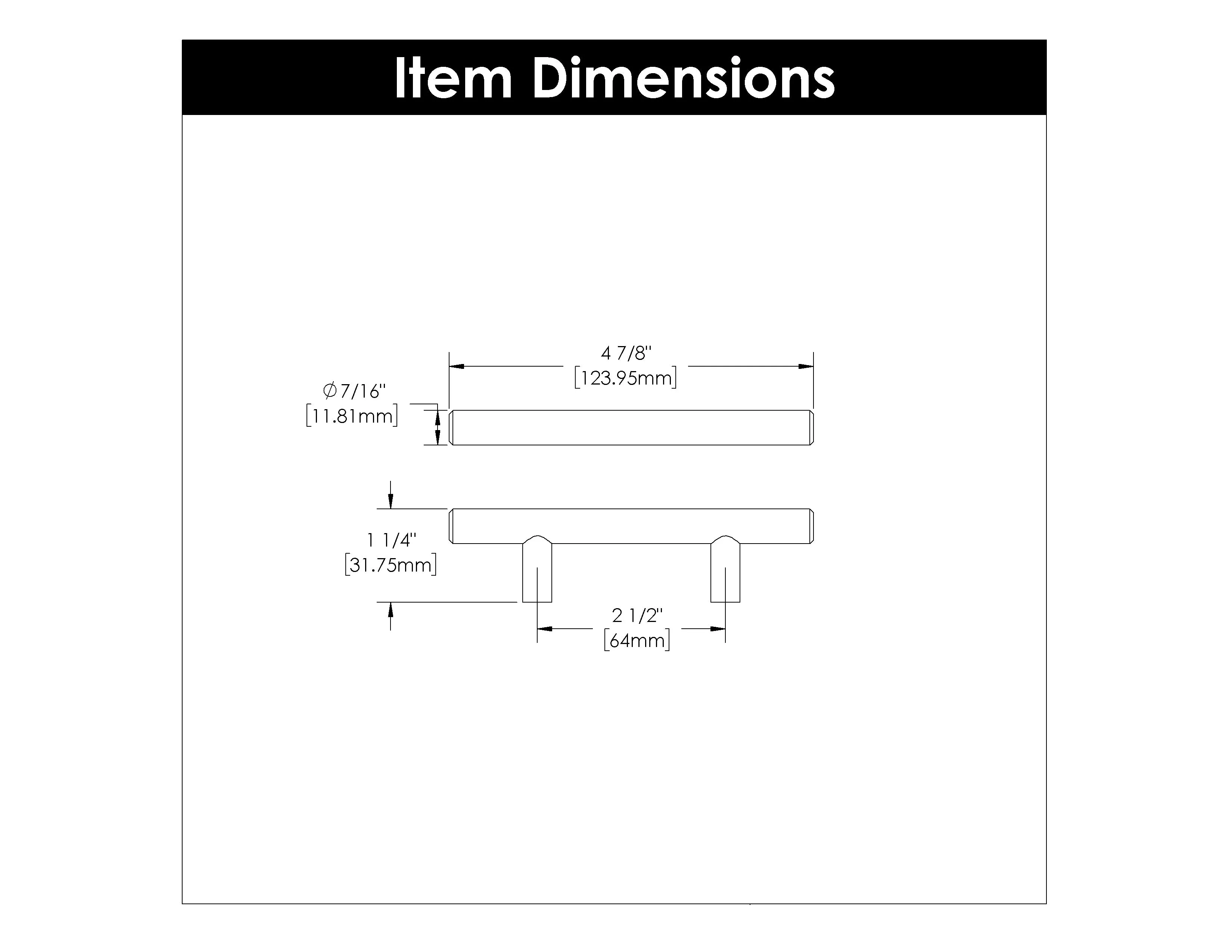 2-1/2 inch (64mm) Center to Center Bar Pull Cabinet Pull