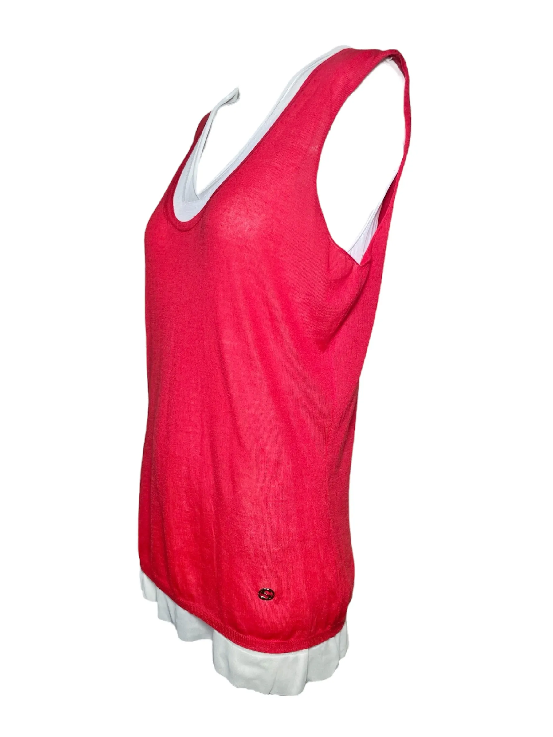 2000s Gucci Layered Red & White Cashmere and Viscose Tank, NWT