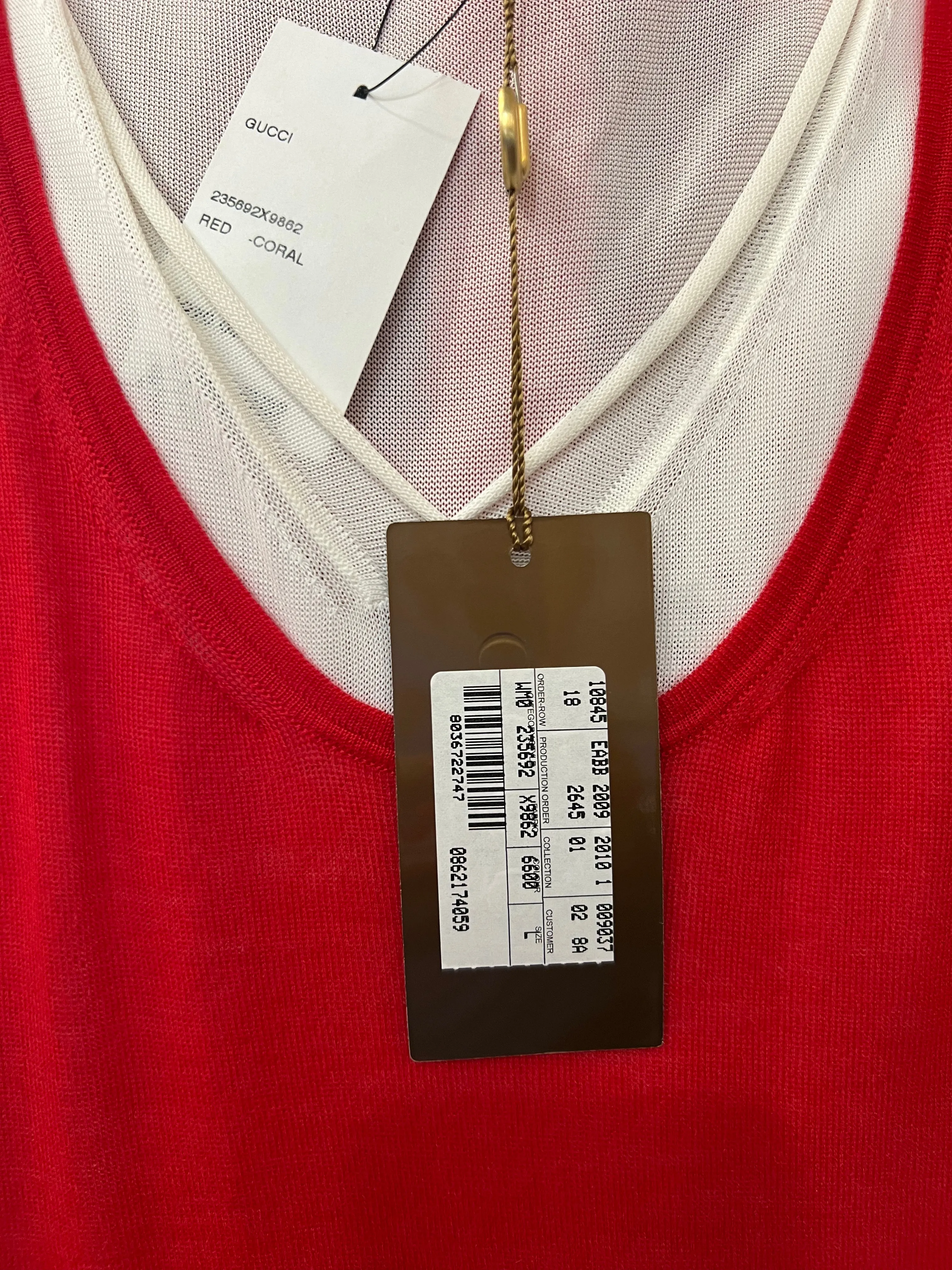 2000s Gucci Layered Red & White Cashmere and Viscose Tank, NWT