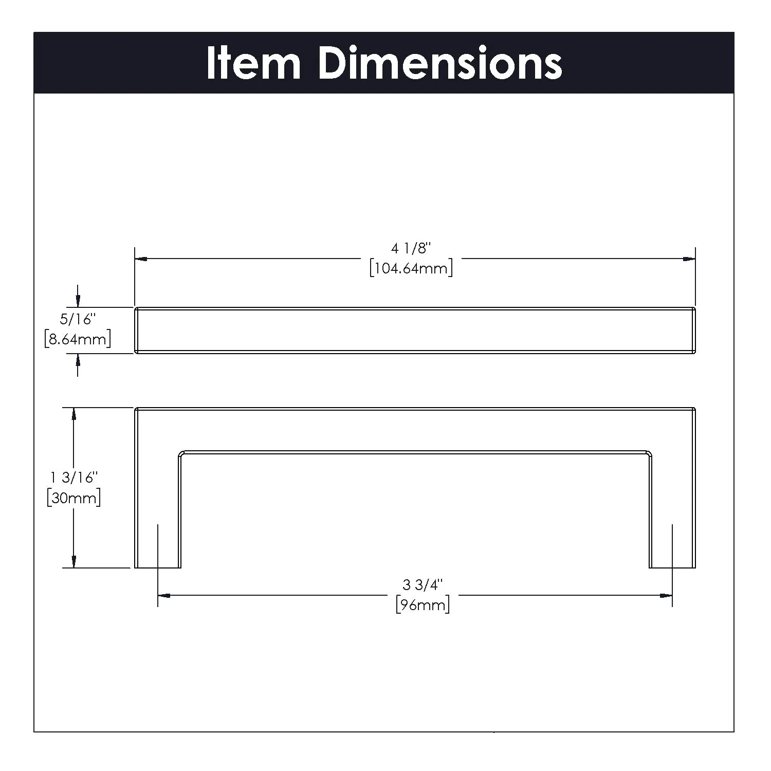 3-3/4 Inch (96mm) Center to Center Heritage Designs Contemporary Pull (10-Pack)