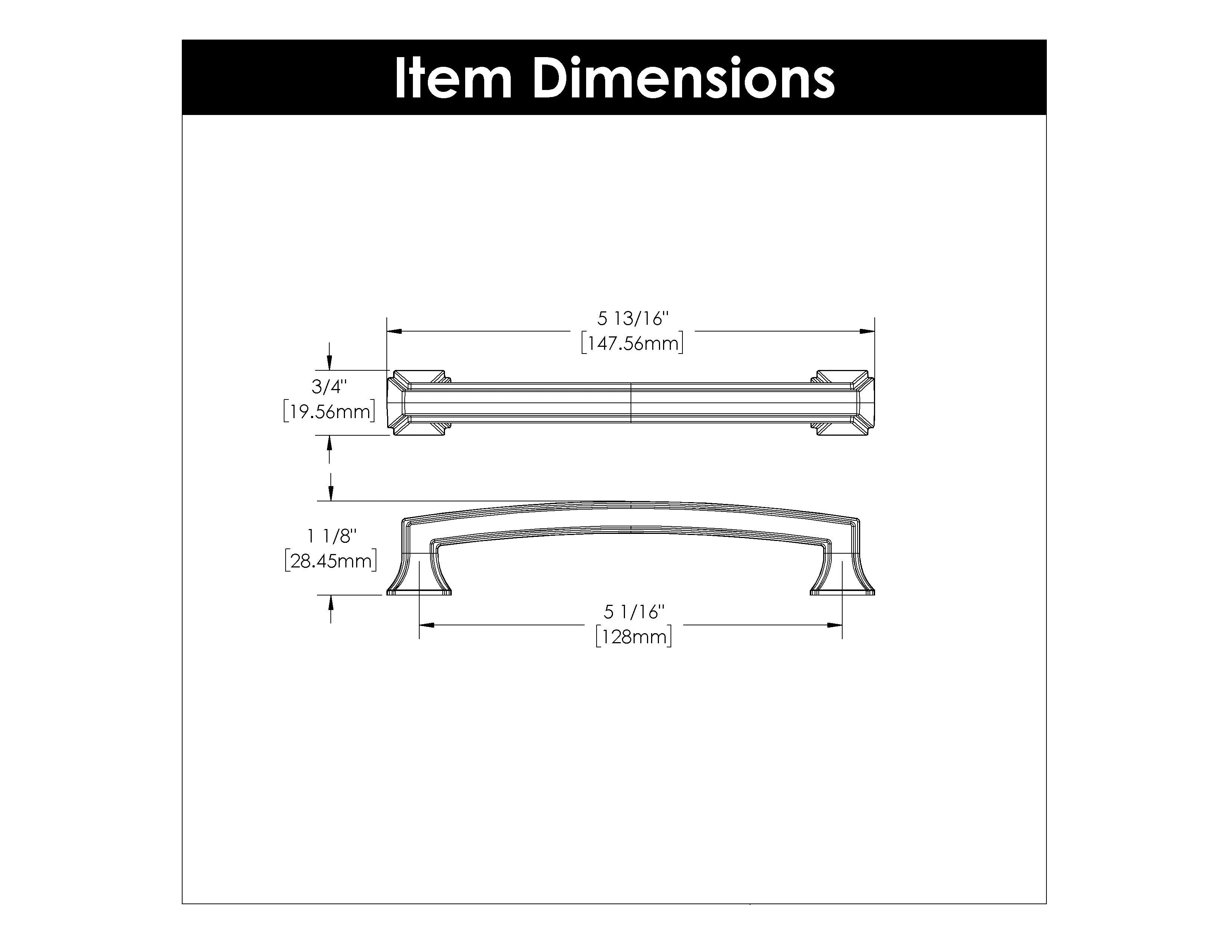 5-1/16 inch (128mm) Bridges Cabinet Pull