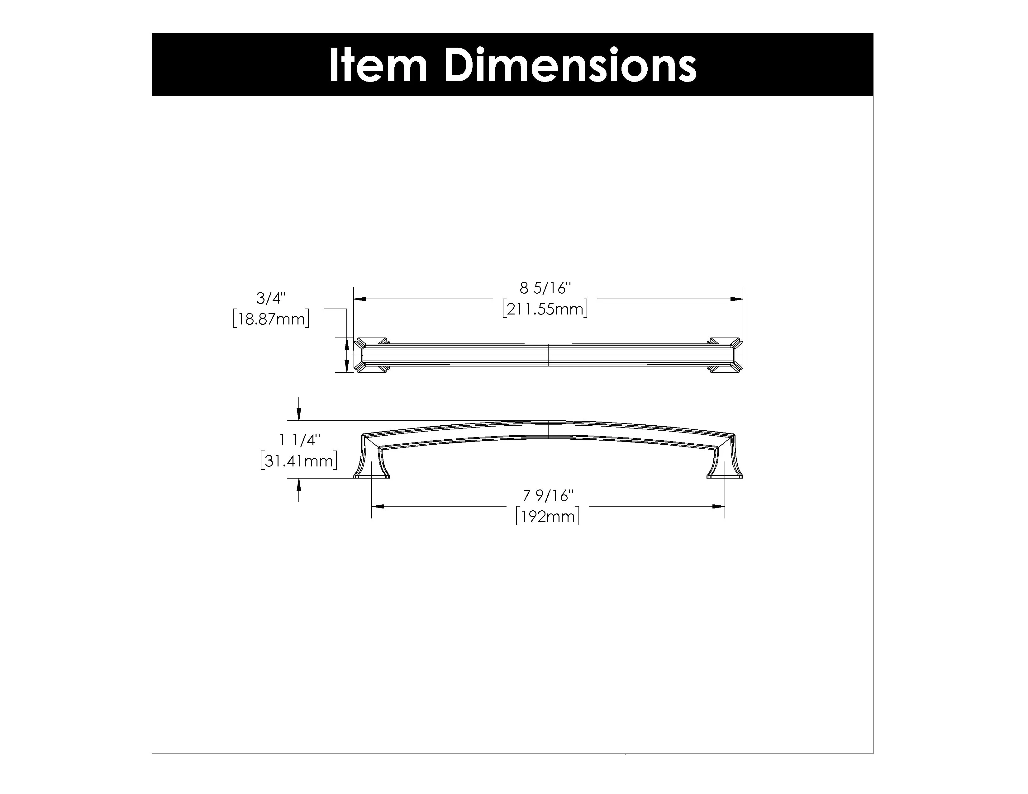 7-9/16 inch (192mm) Bridges Cabinet Pull