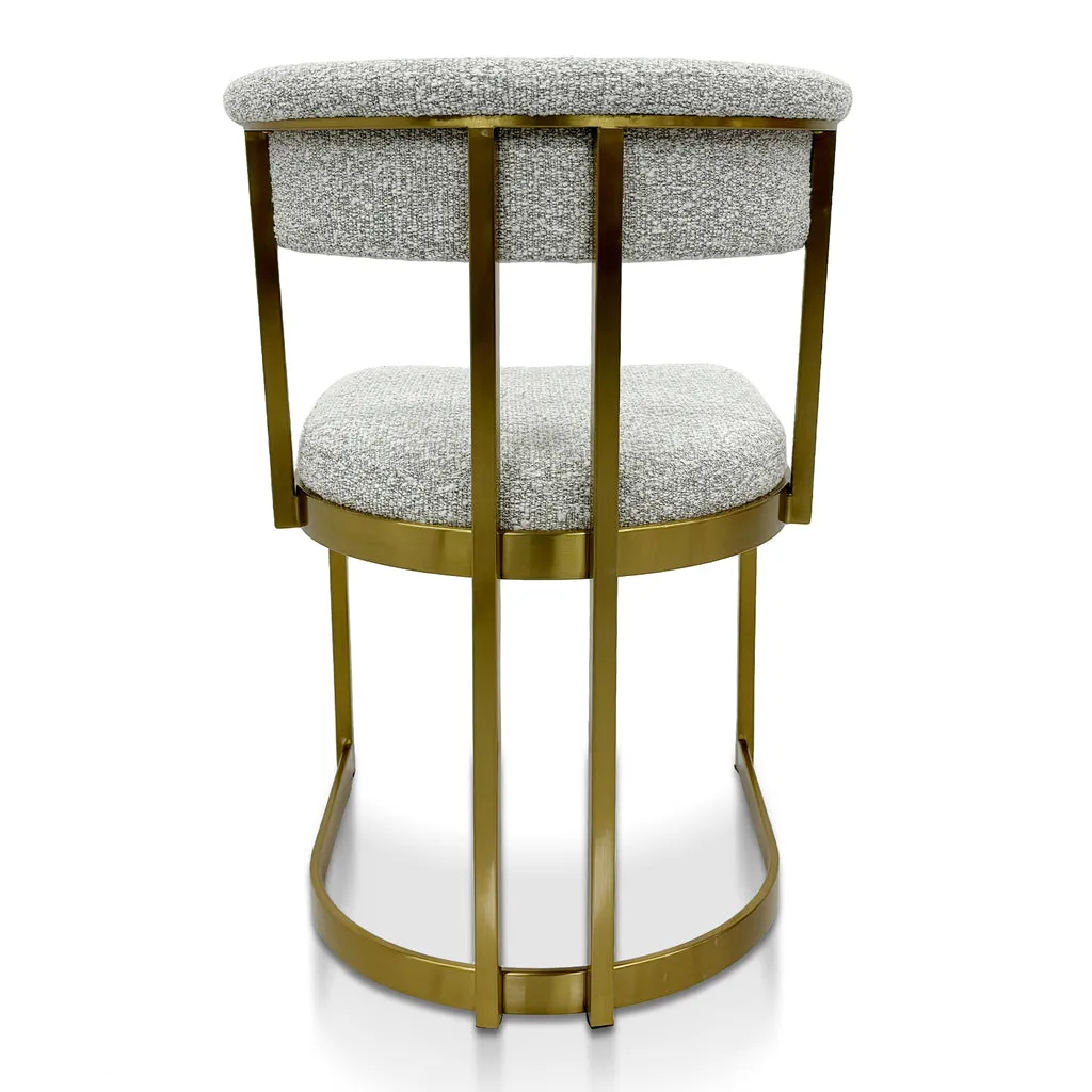 Adela Silver Grey Boucle Dining Chair - Golden Base