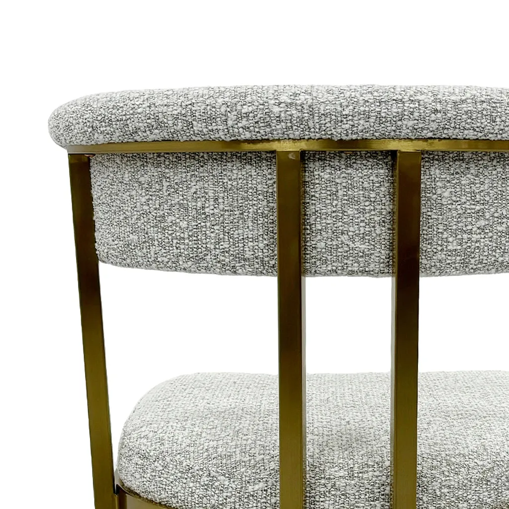 Adela Silver Grey Boucle Dining Chair - Golden Base