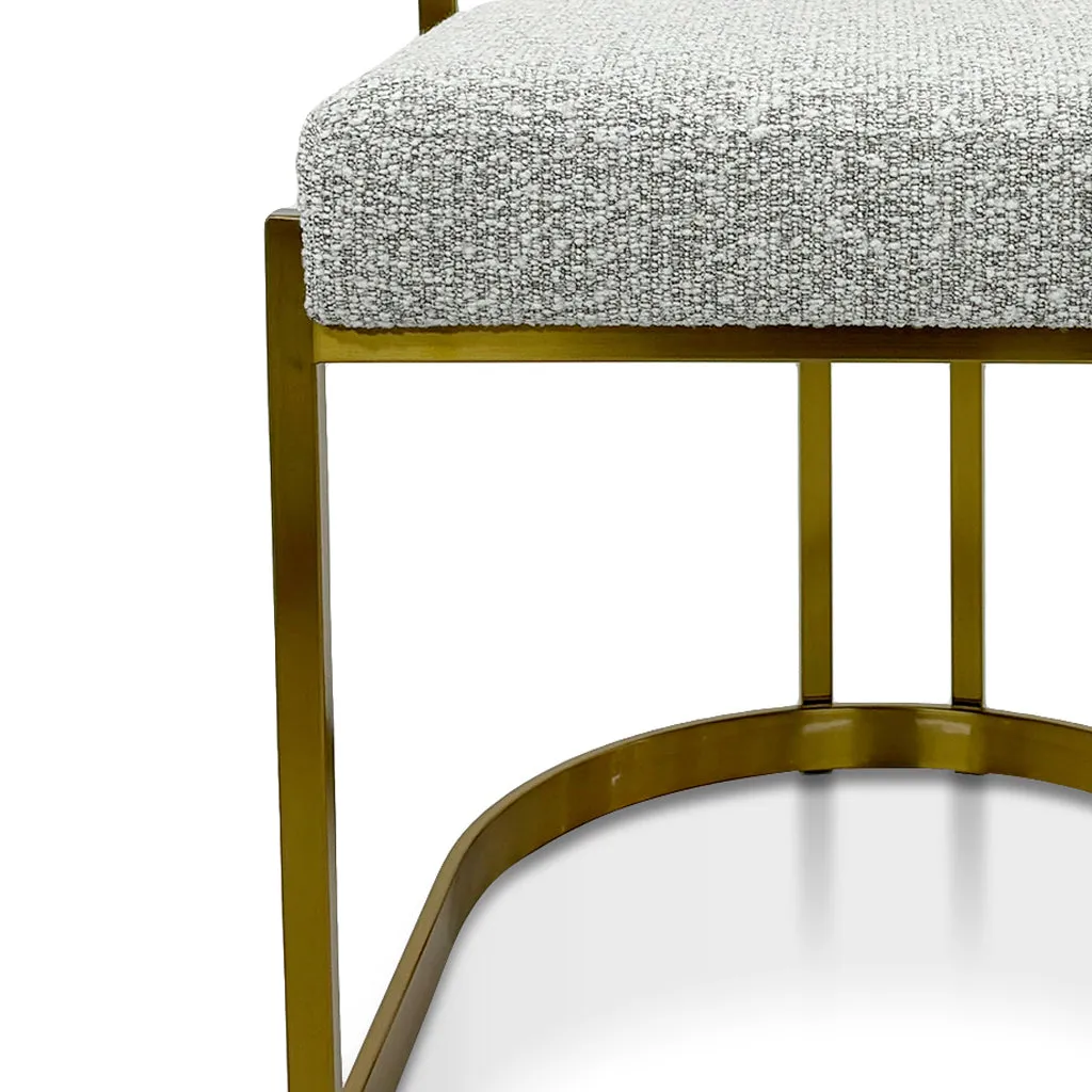 Adela Silver Grey Boucle Dining Chair - Golden Base