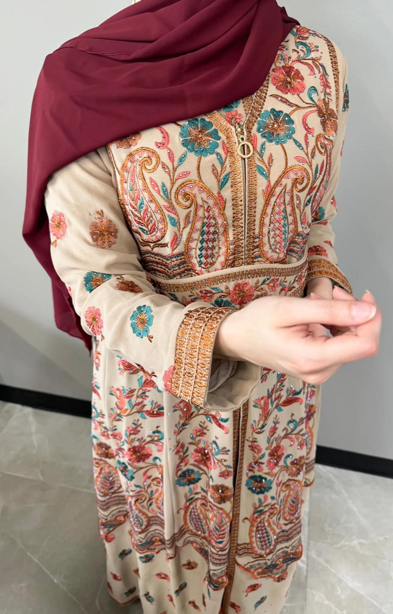 Aisha Abaya Dress - Tan