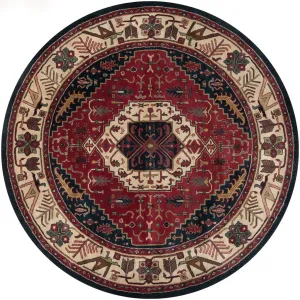 Ancient Treasures Burgundy/Navy Round Rug