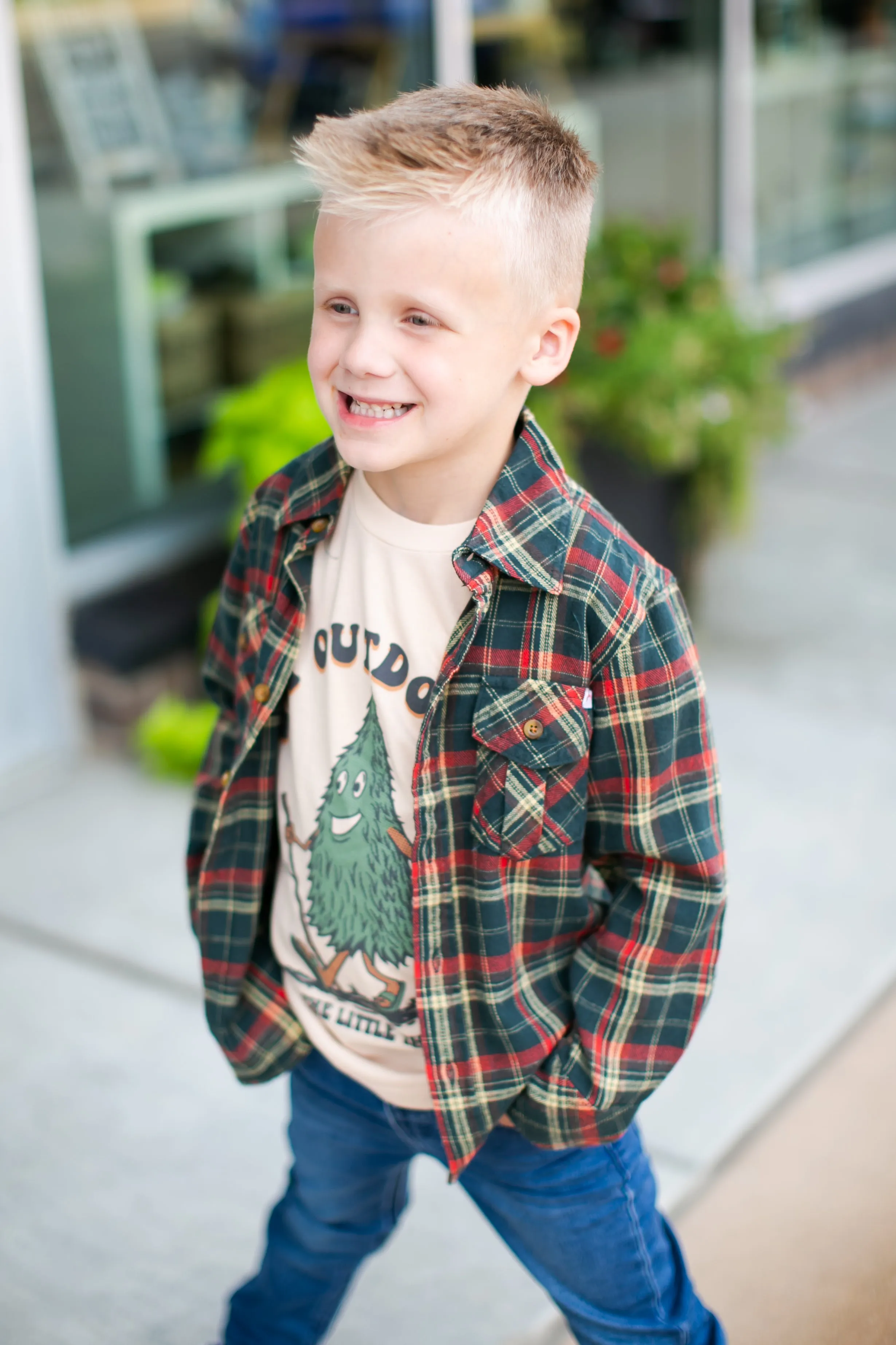 Appaman - Boys Flannel Shirt in Tigerlily Plaid