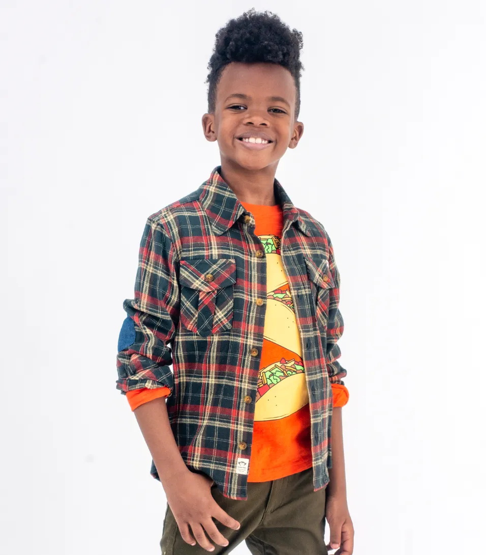 Appaman - Boys Flannel Shirt in Tigerlily Plaid