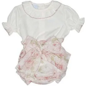 Baby Girls Pink & Ivory Bloomer Set