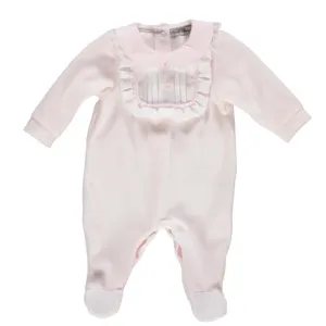 Baby Girls Pink Velour Babygrow