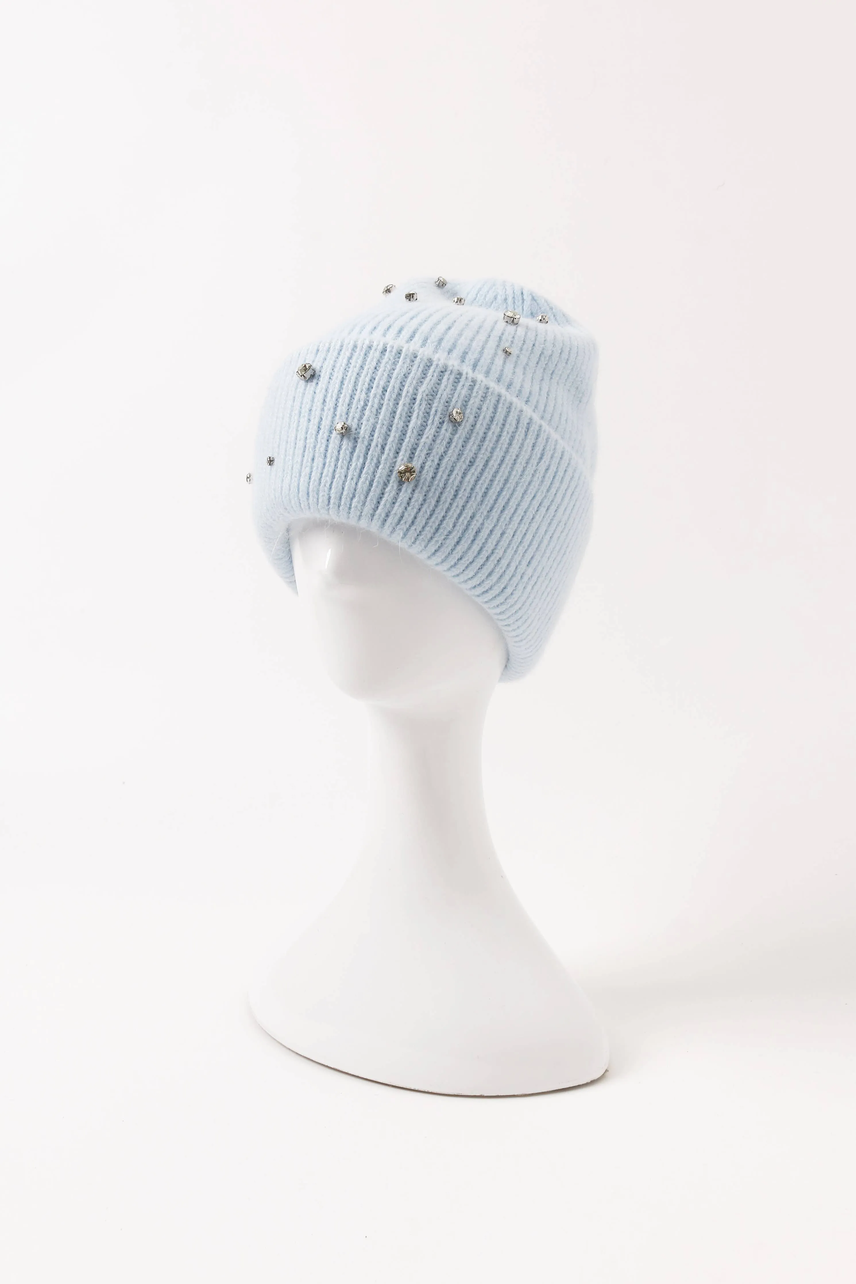 Blue Angora Crystal Beanie