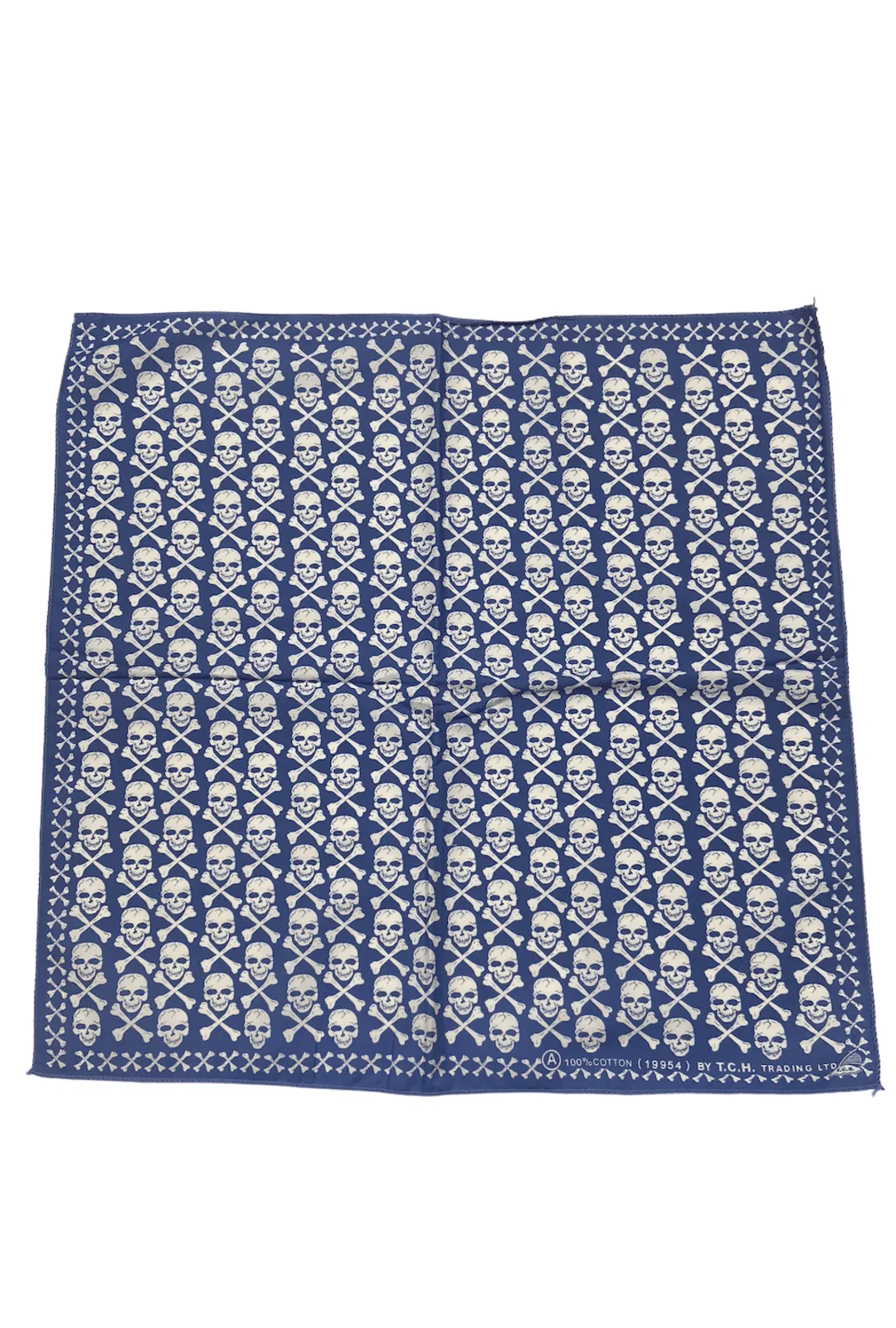 Blue Skull & Crossbones with Border Bandana