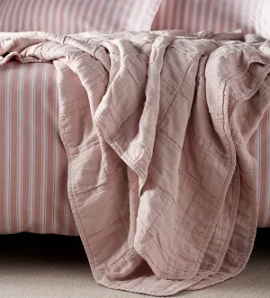 Blush Pink Finn 100% Cotton Quilted Throw