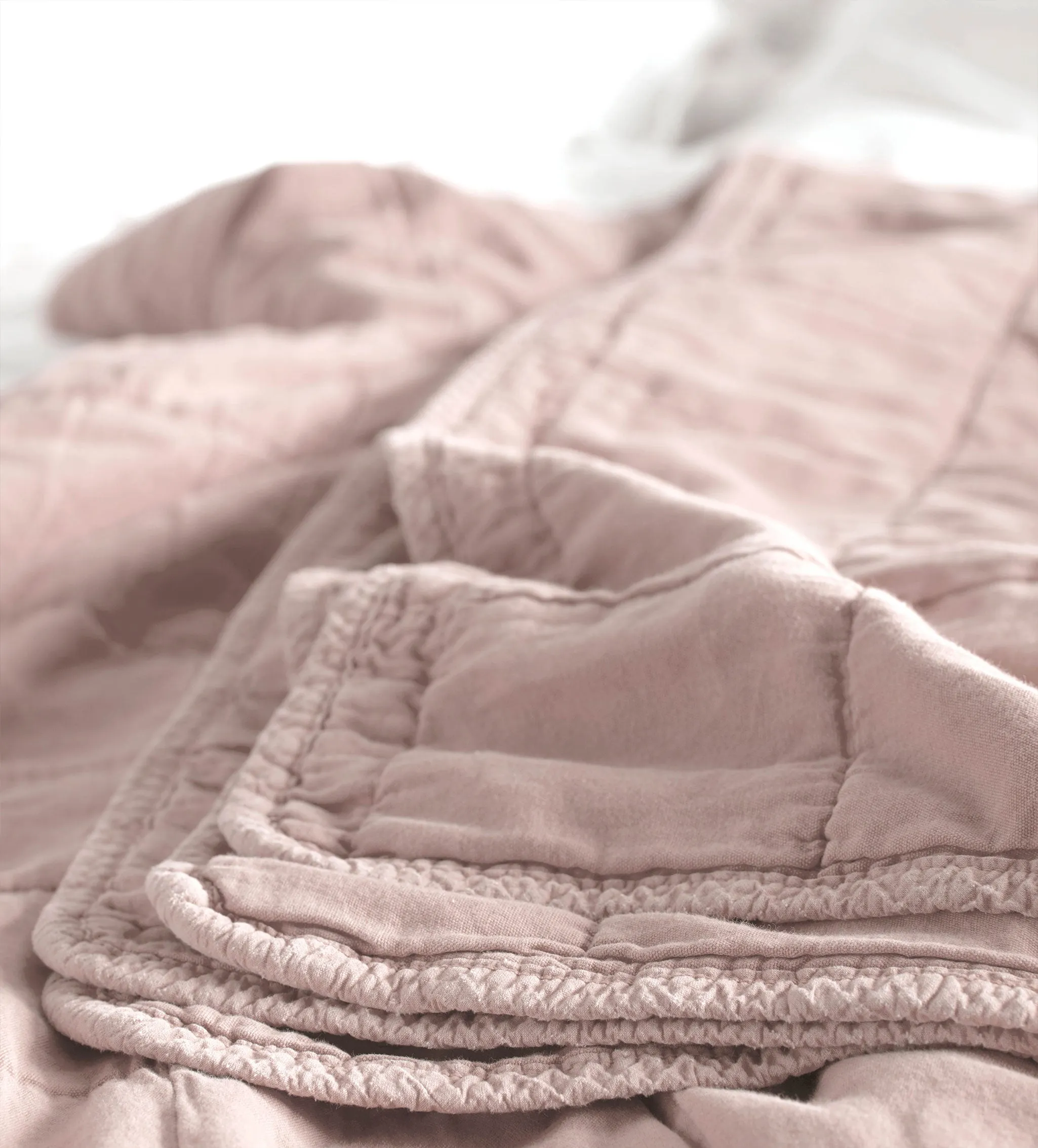 Blush Pink Finn 100% Cotton Quilted Throw