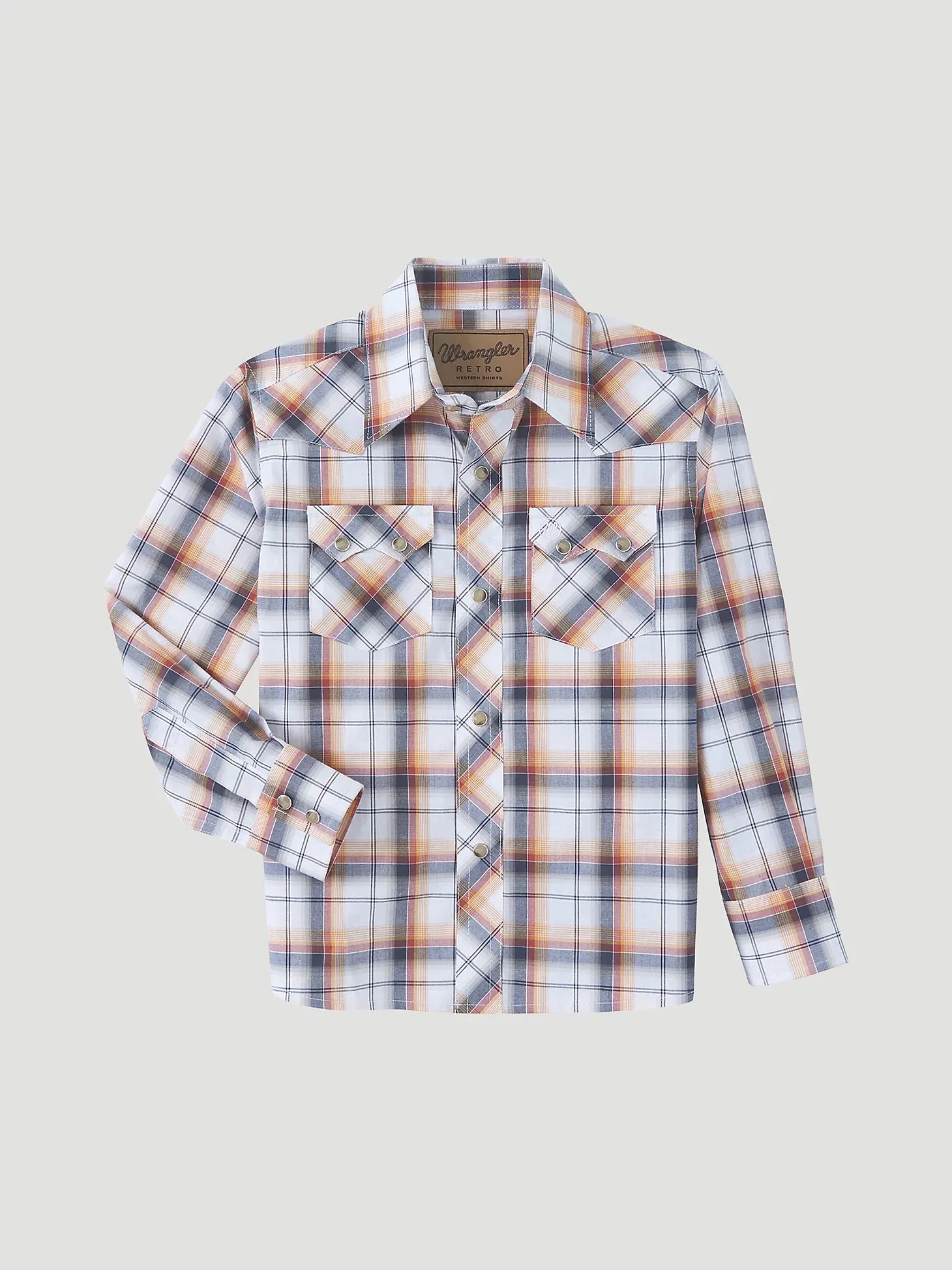 BOY'S WRANGLER RETRO® WESTERN SNAP PLAID SHIRT WITH FRONT SAWTOOTH POCKETS IN SPICED PLAID - 112346276