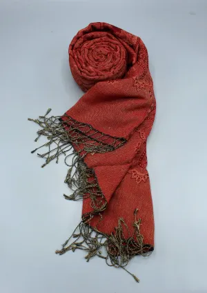 Brown Floral Design Pure Pashmina Shawl