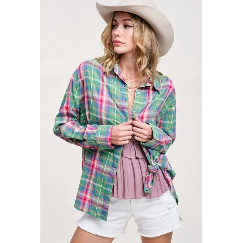 Button Down Spring Summer Plaid Shirts