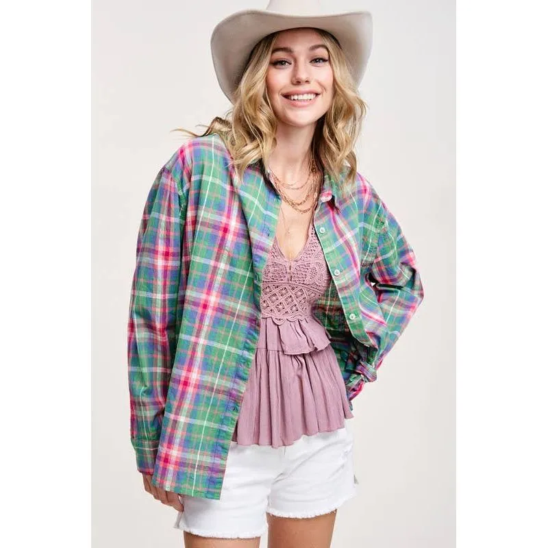 Button Down Spring Summer Plaid Shirts