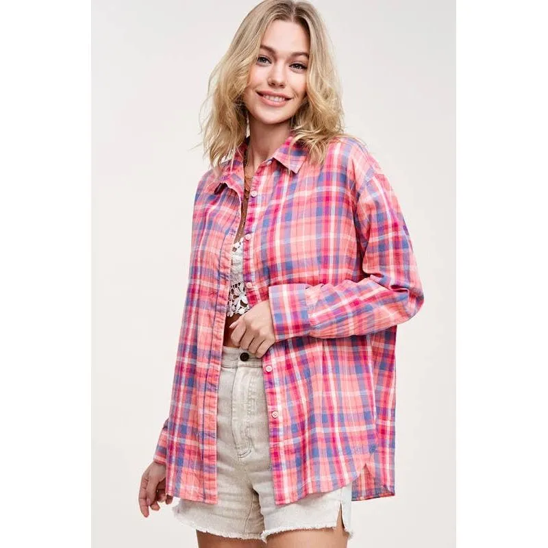 Button Down Spring Summer Plaid Shirts