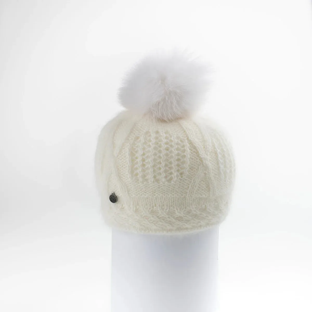 Canadian Hat | Vale | Angora Beanie with Upcycled Fur Pom