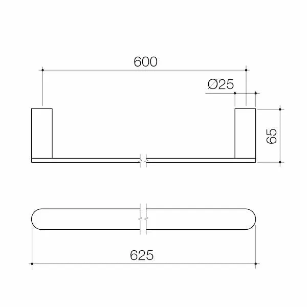 Caroma Urbane II Single Towel Rail 625mm Matte Black