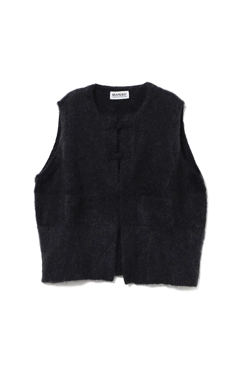 China Button Vest - Charcoal