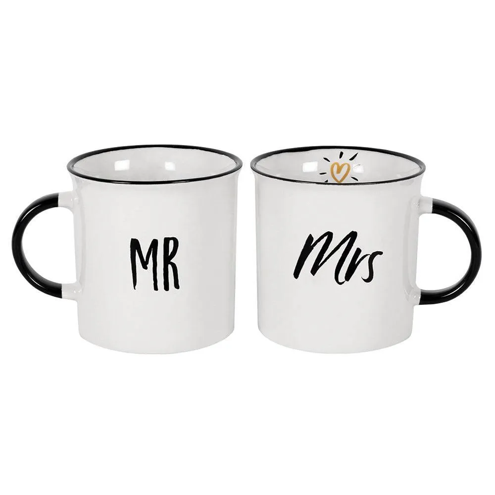 Contemporary Mr and Mrs Mugs - Perfect Couple's Gift for Engagement or Wedding