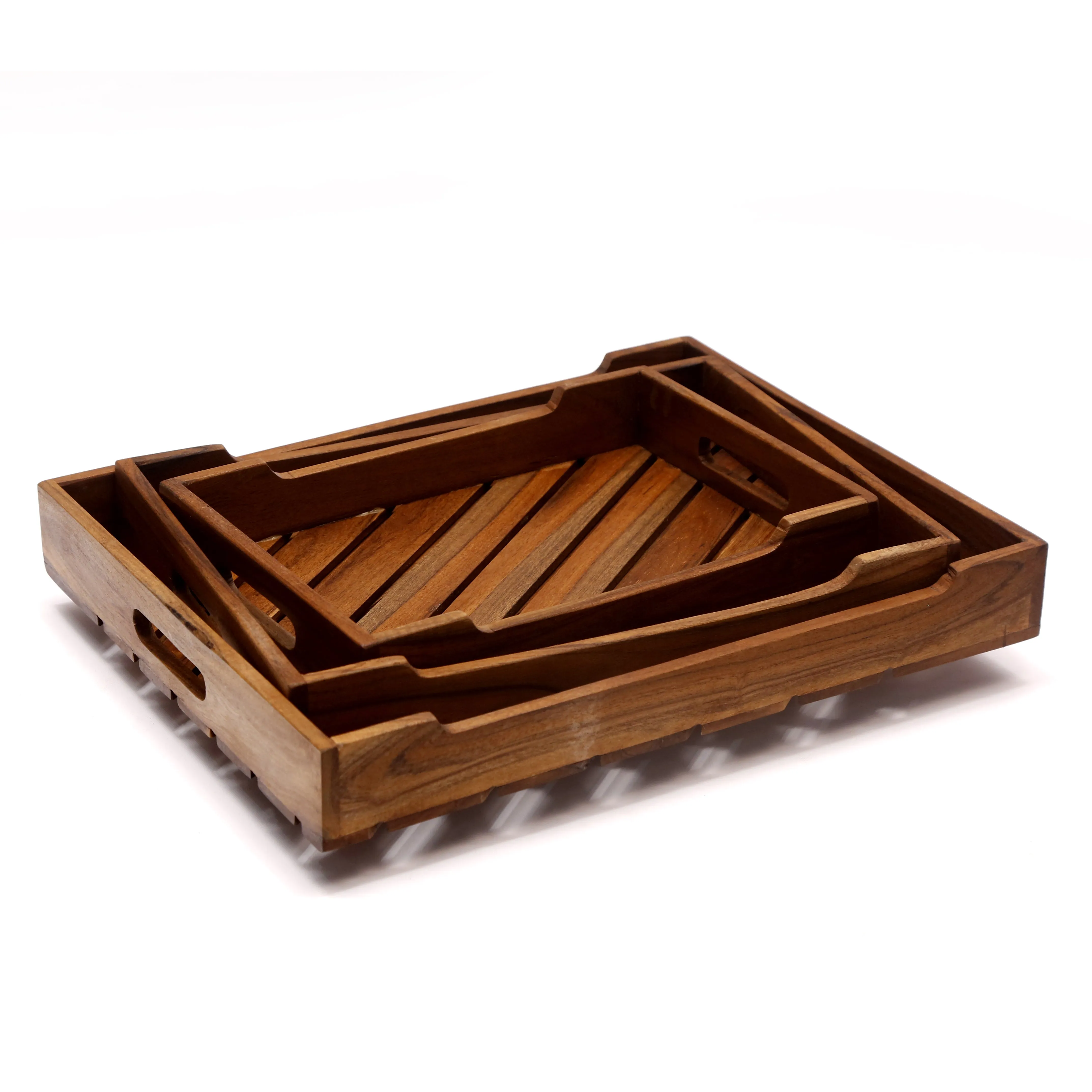 Contemporary Wooden Tray Set