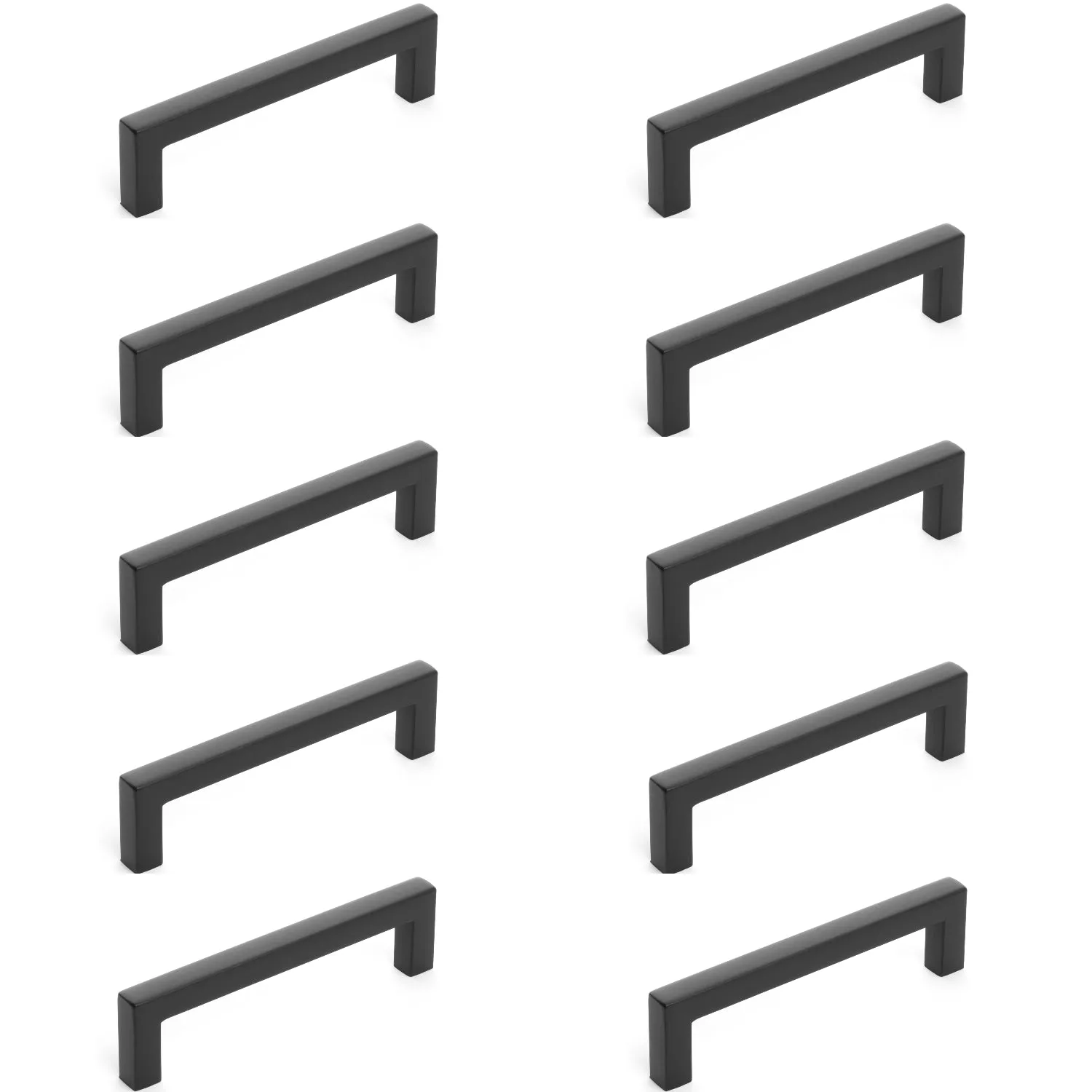 Diversa Matte Black 3-3/4" (96mm) Square Edge Solid Cabinet Bar Pull - 10 PACK