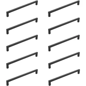 Diversa Matte Black 7-1/2" (192mm) Square Edge Solid Cabinet Bar Pull - 10 PACK