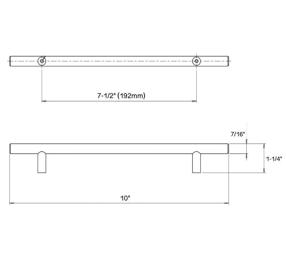 Diversa Matte Black Euro Style 7-1/2" (192mm) Cabinet Bar Pull - 10 Pack