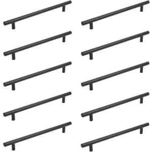 Diversa Matte Black Euro Style 7-1/2" (192mm) Cabinet Bar Pull - 10 Pack