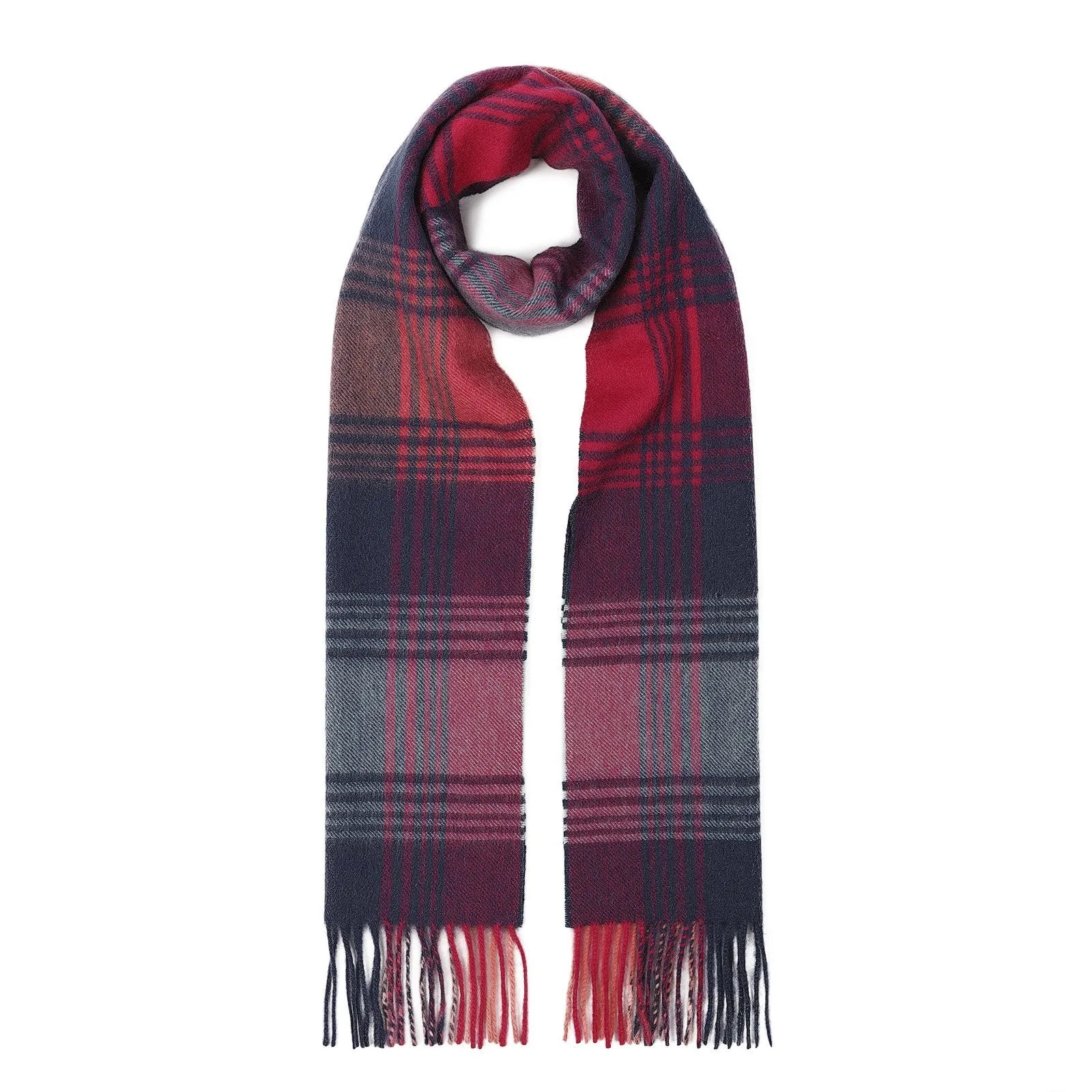 Edinburgh Cashmere Scarf  Broken Check - Orange/Pink/Denim