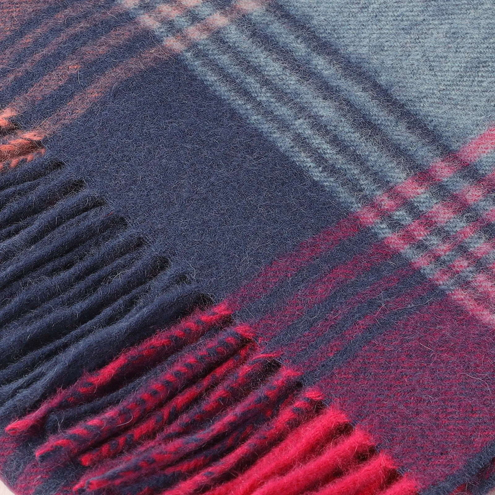 Edinburgh Cashmere Scarf  Broken Check - Orange/Pink/Denim