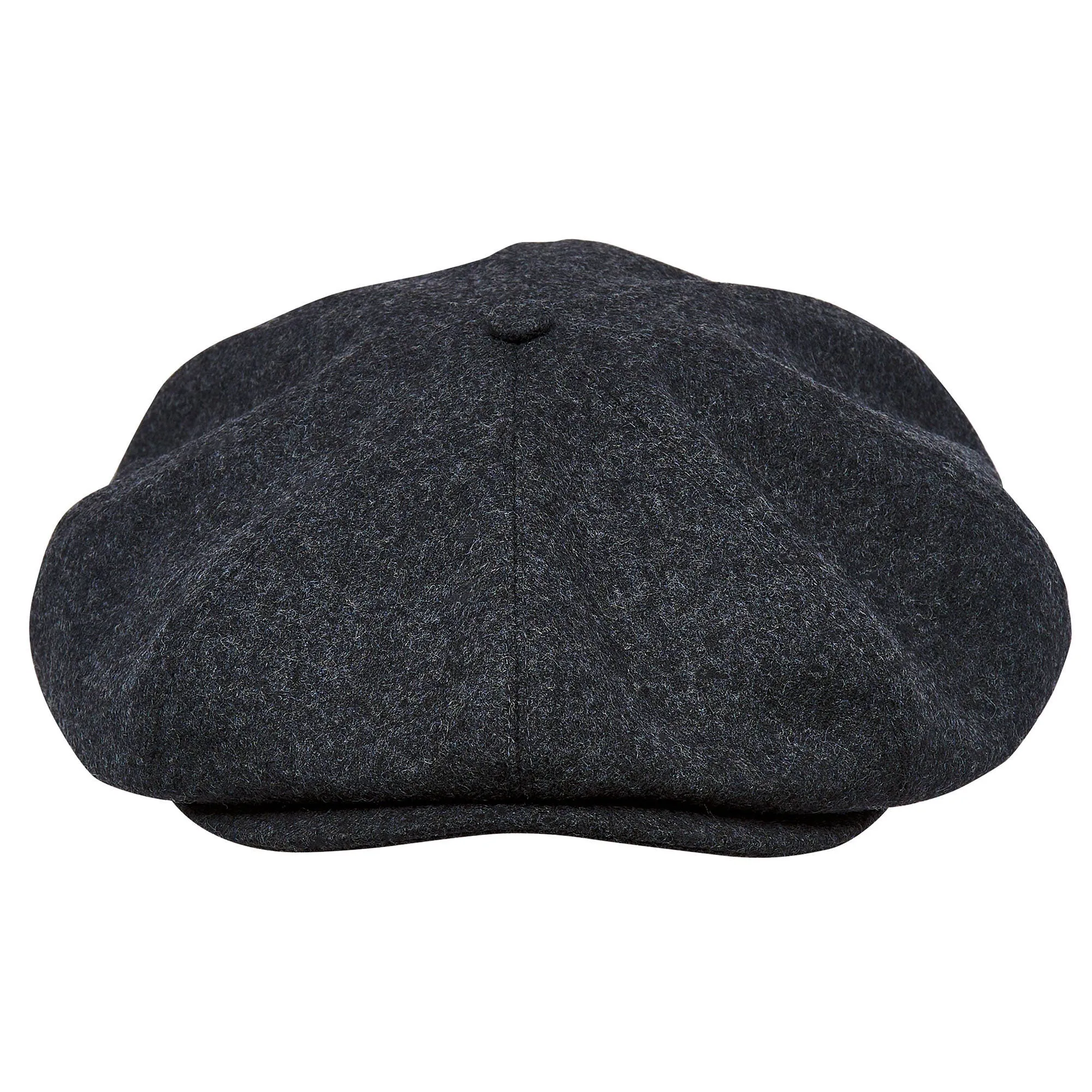 Eight Piece Wool Newsboy Cap-Dark Grey