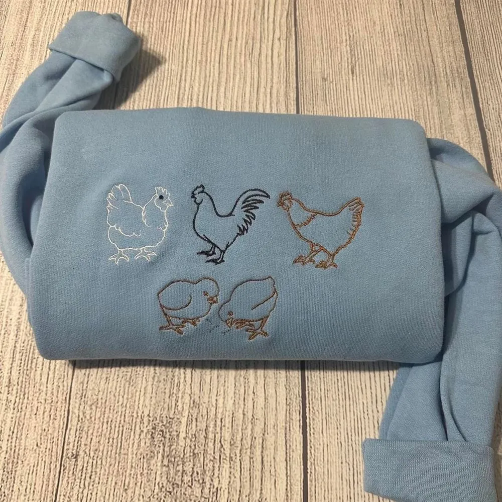 Embroidered Chicken Sweatshirts, Women's Embroidered Sweatshirts