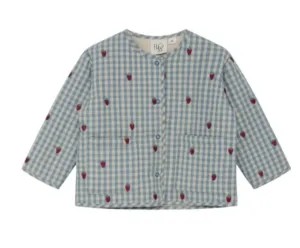 FLOESS Kids' Gingham Jacket with Strawberry Embroidery