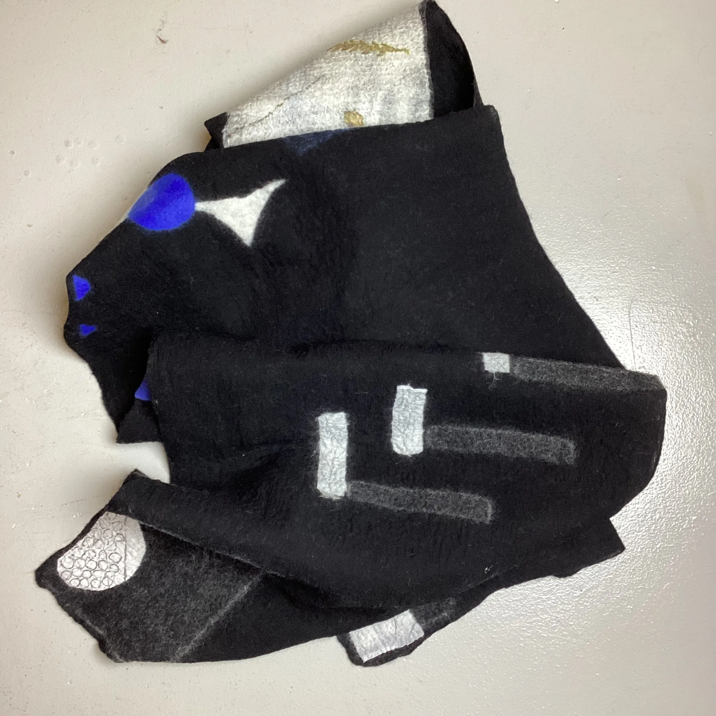 Geometric Shawl - Black with Blue