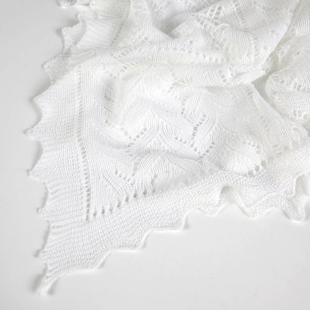 G.H.Hurt & Son Lightweight Patchwork Baby Shawl - White