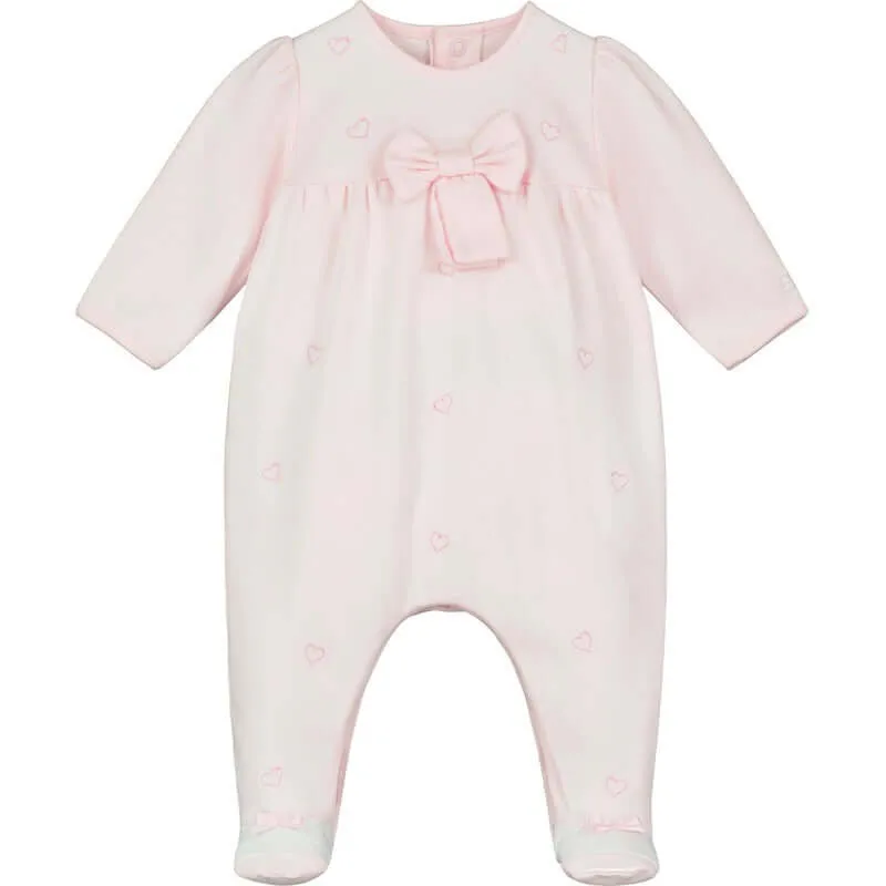 Girls Pink Cotton Heart Babygrow