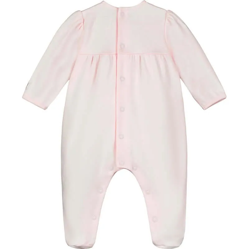 Girls Pink Cotton Heart Babygrow