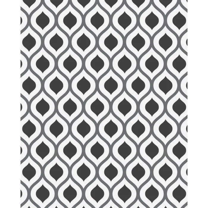 Grayscale Retro Waves Patterned Printed Backdrop