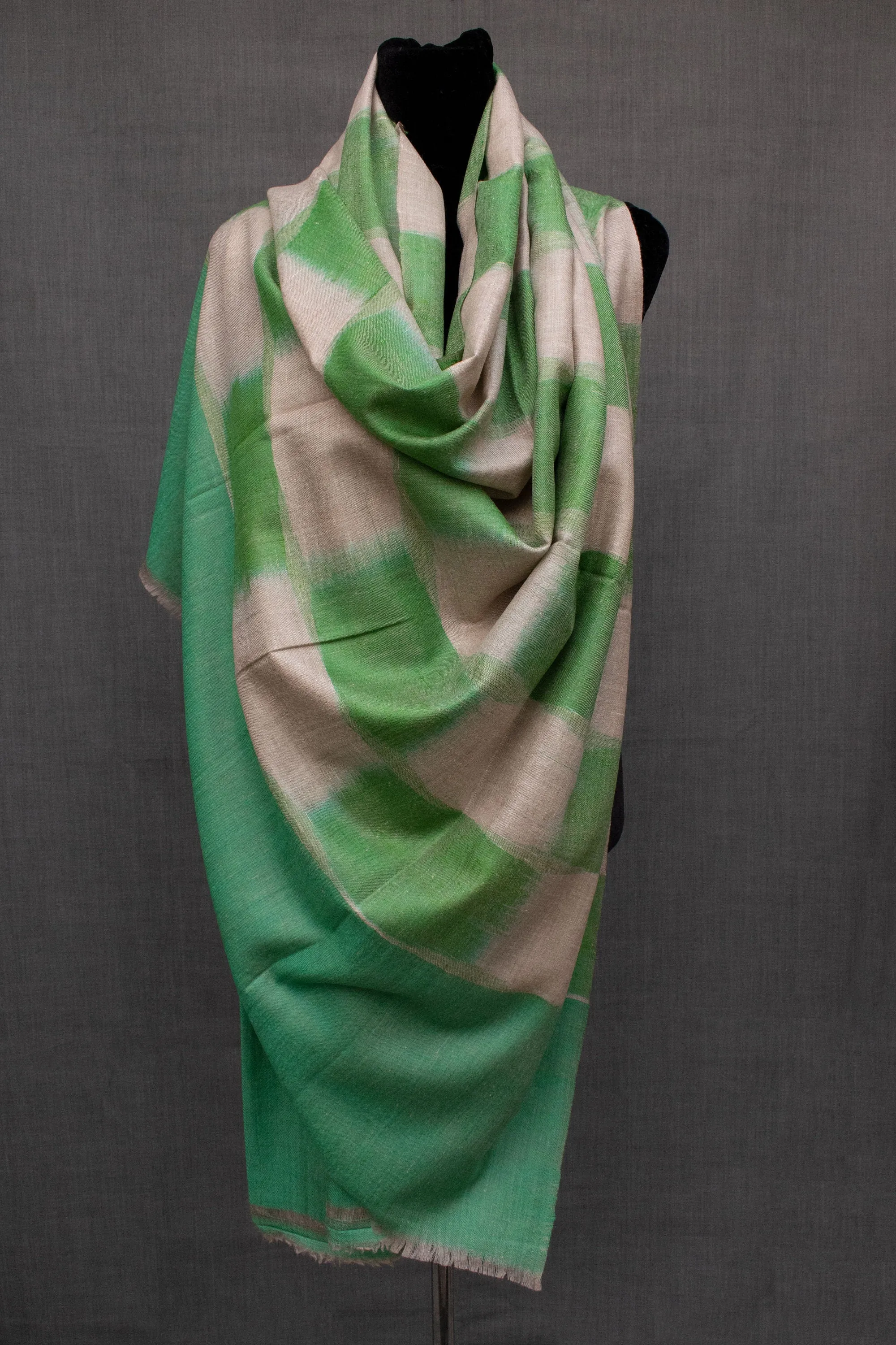 Green Pashmina Shawl Ikat Design