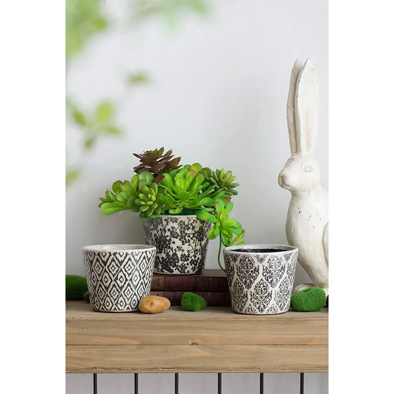 Herb Pots in Fresh Black Set of 3